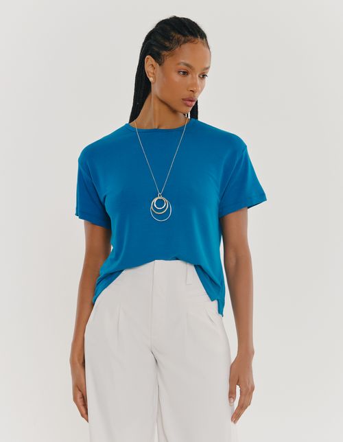 Blusa Manga Curta Basic - Blue Ocean