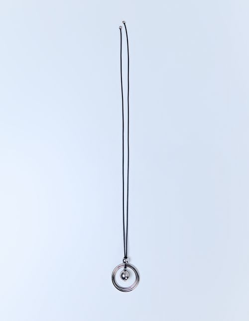 Colar Longo Argola e Bola - Niquel