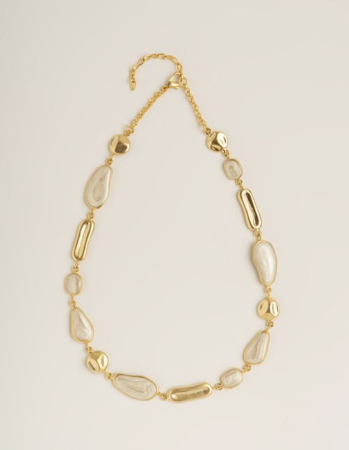 Colar Detalhe Esmaltado - Dourado Fosco
