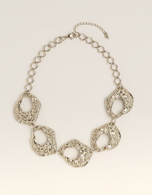 Colar Elo Orgânico Martelado - Niquel