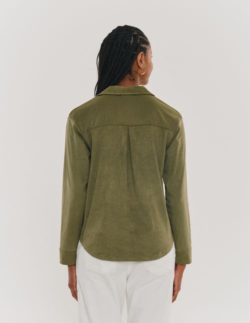 Camisa Suede Botoes - Verde Oliva