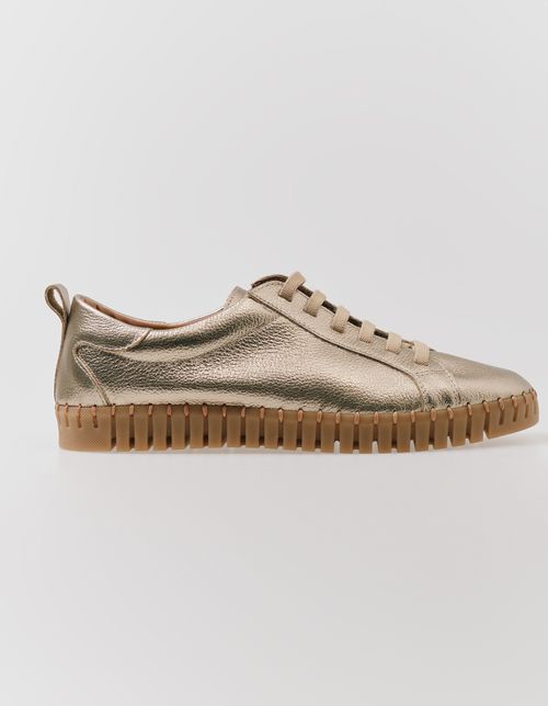 Tenis Couro Costura Solado - Prata Velho