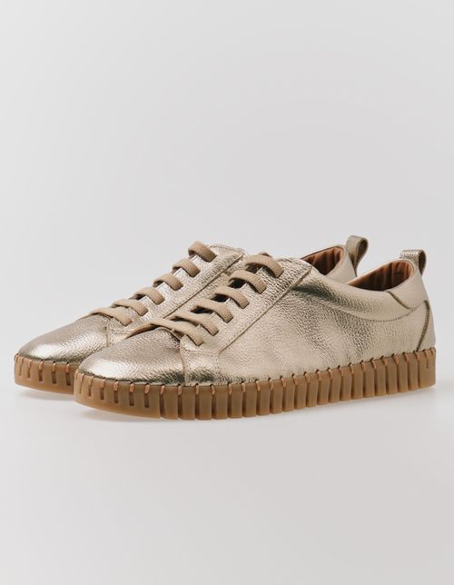 Tenis Couro Costura Solado - Prata Velho