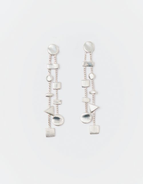 Brinco Dupla Geometrico - Prateado