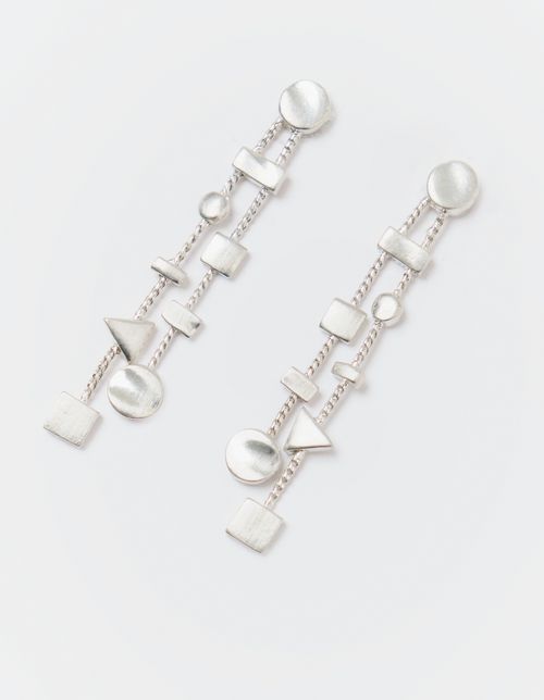 Brinco Dupla Geometrico - Prateado