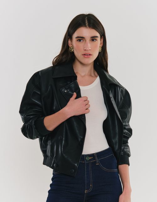 Bomber Pu Transpasse - Preto