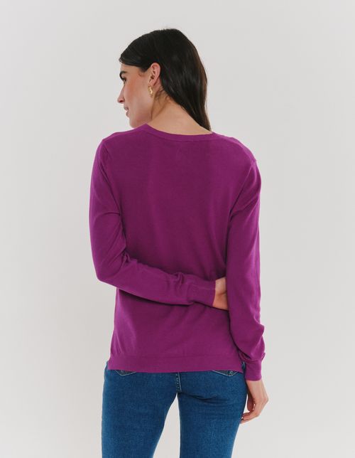 Sueter Tricot Decote v - Fucsia