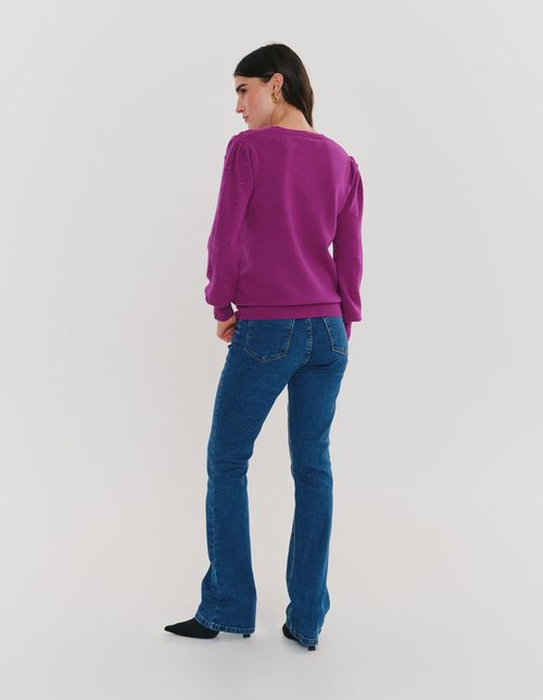 Sueter Tricot Gola Alta Poa - Fucsia