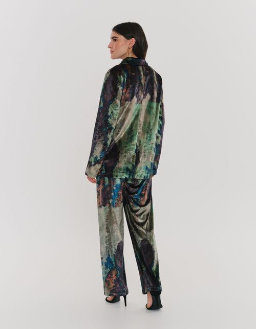 Calça Veludo Estampado Florest - Uva