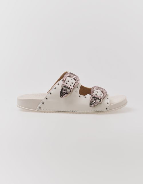 Sandalia Papete Fivela Western - Off White