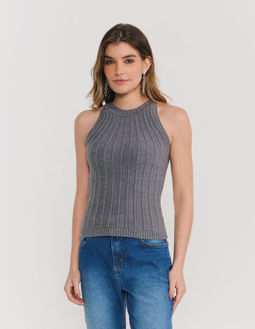 Blusa Tricot Cava Americana - Mescla
