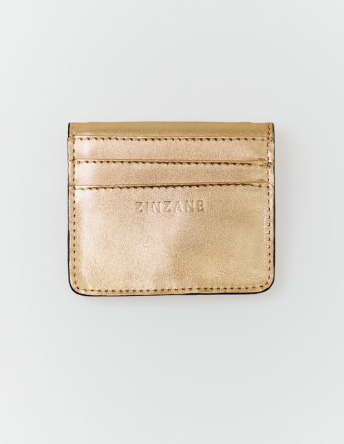 Porta Cartão em Couro - Dourado