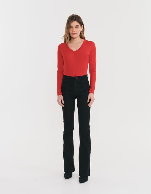 Calca Sarja Flare Cintura Media - Jeans