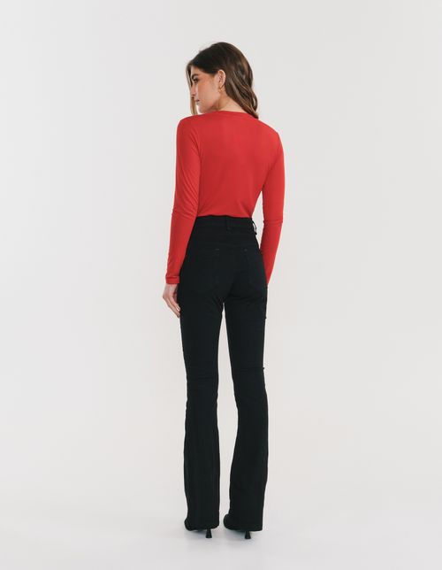 Calca Sarja Flare Cintura Media - Jeans