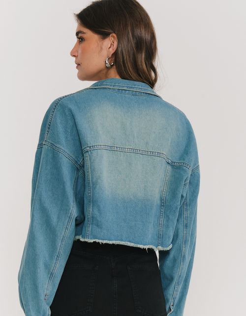 Jaqueta Jeans Bainha Desfiada Com Dirt - Jeans