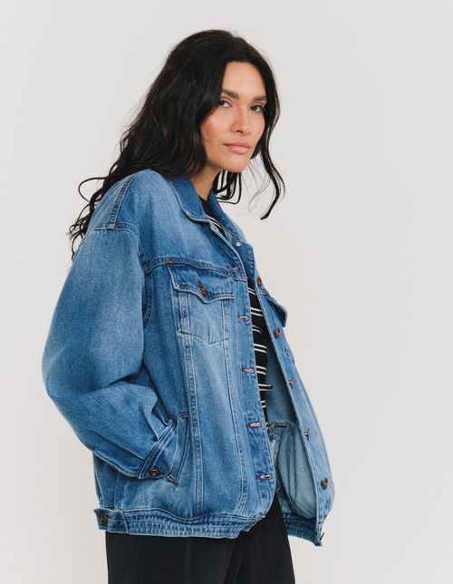 Jaqueta Jeans Boyfriend Com Foil - Jeans