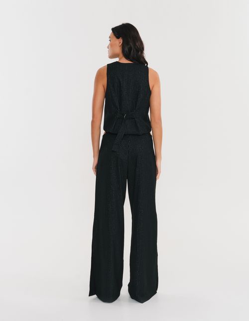 Calça Pantalona Recortes Laterais - Preto