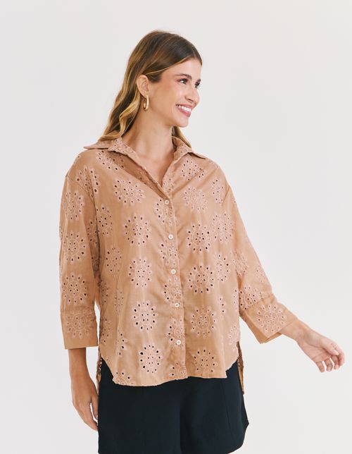 Camisa Laise Manga 7/8 - Caqui
