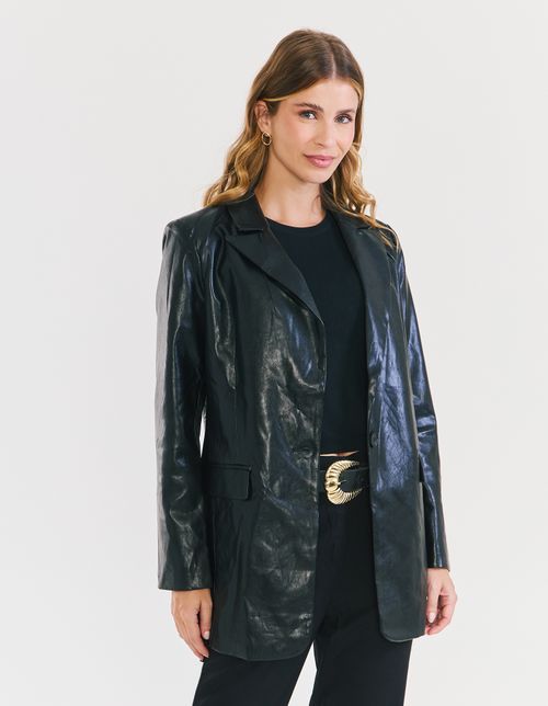 Blazer Alongado Pu - Preto