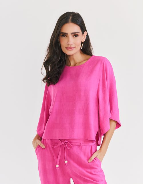 Blusa Ampla Detalhe Textura - Rosa