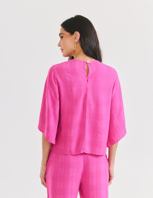 Blusa Ampla Detalhe Textura - Rosa