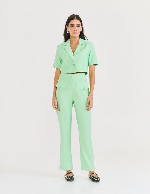 Calça Reta Bolsos Frontais - Verde