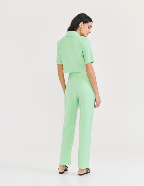 Calça Reta Bolsos Frontais - Verde