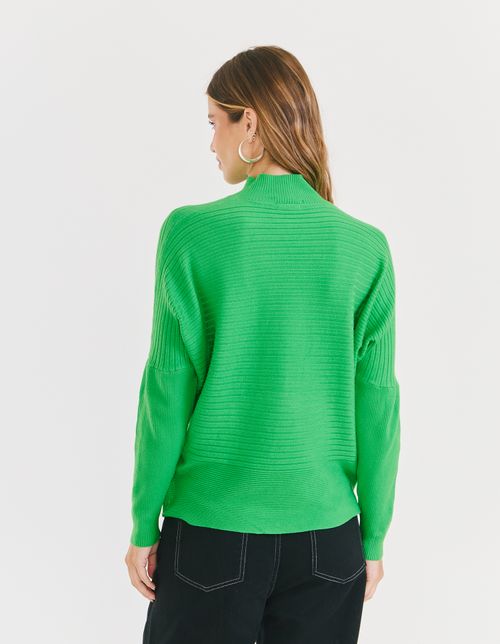 Blusa Tricot Ampla Gola Alta - Verde