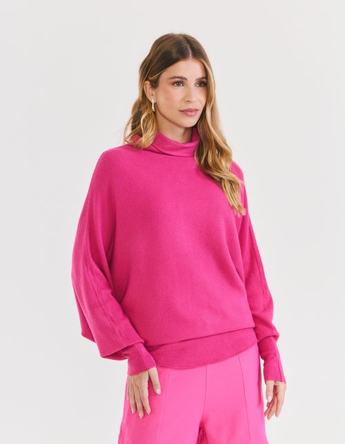 Blusa Tricot Textura Canelada - Fucsia