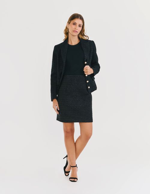 Saia Curta Tweed - Preto