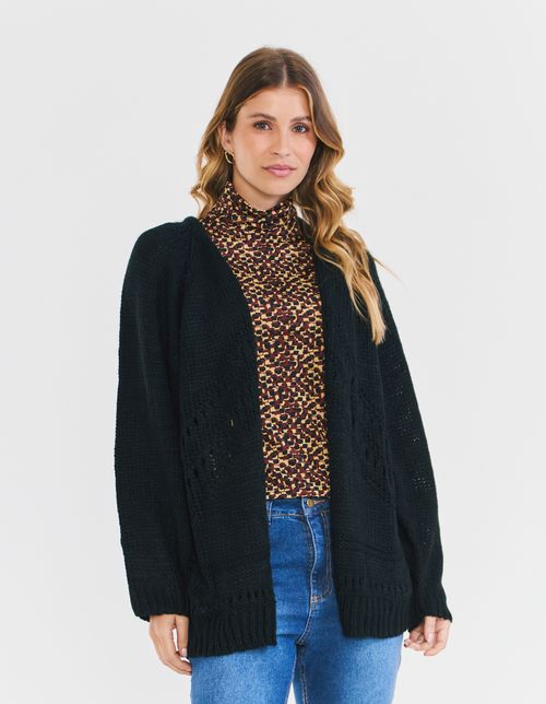 Casaco Amplo Tricot - Preto