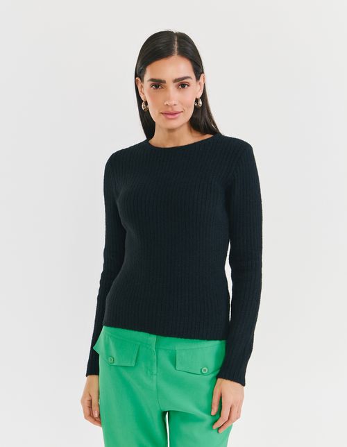 Sueter Tricot Canelado Nuvem - Preto