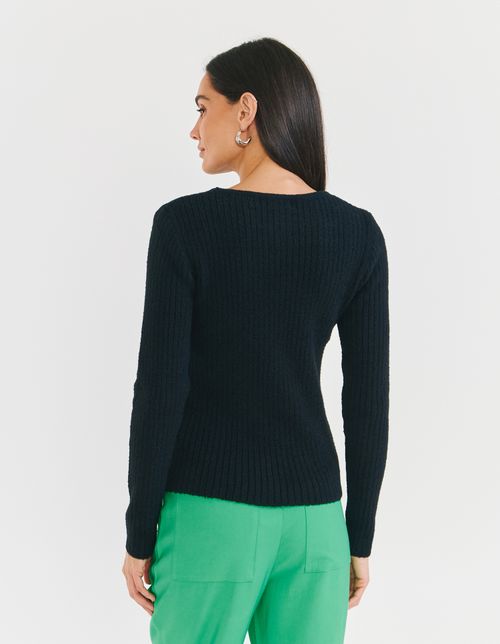 Sueter Tricot Canelado Nuvem - Preto