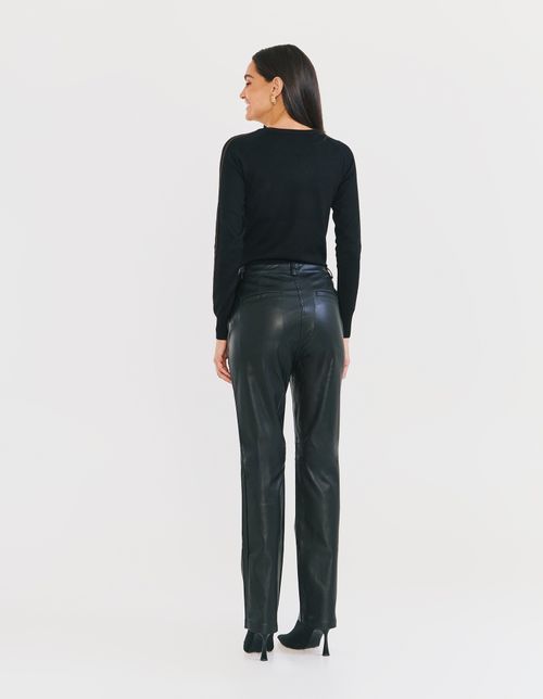 Calça Reta em Pu - Preto