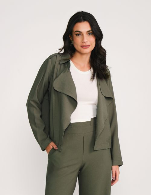Casaco Gola Aleta Ombro - Verde Militar