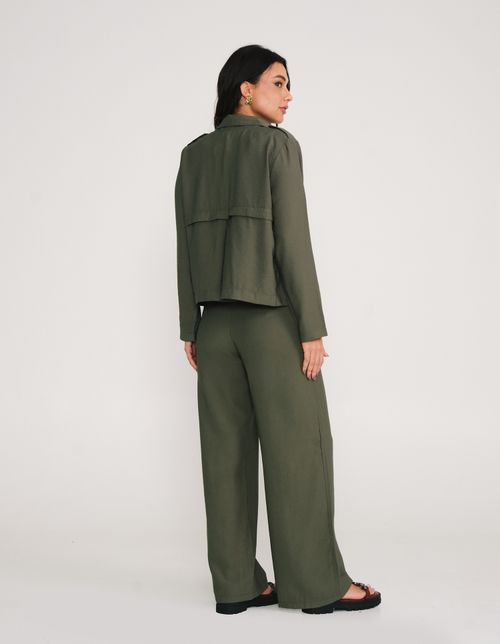 Casaco Gola Aleta Ombro - Verde Militar