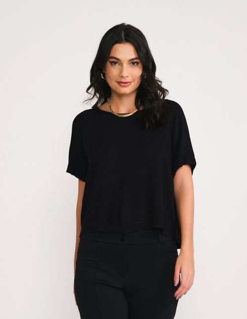Blusa Manga Curta Raglan - Preto