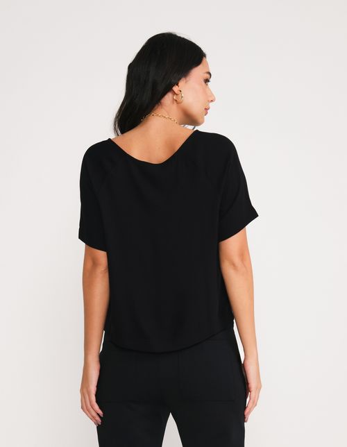 Blusa Manga Curta Raglan - Preto