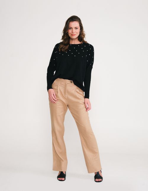 Blusa Tricot Bordado - Preto