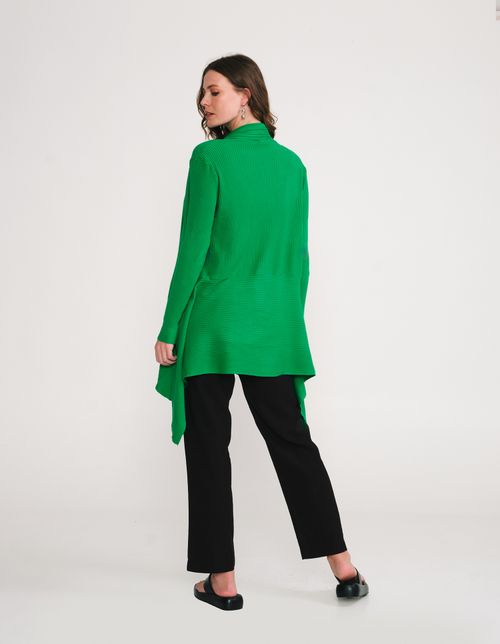 Cardigan Alongado em Trico - Verde
