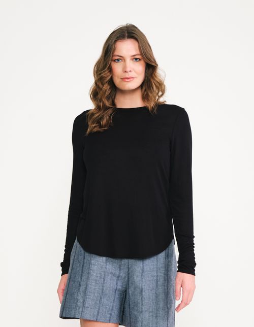 Blusa Manga Longa Fraldada - Preto