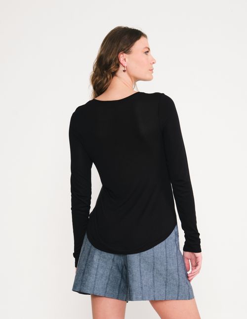 Blusa Manga Longa Fraldada - Preto