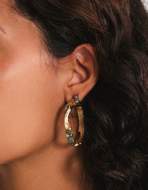 Argola Detalhe Pirita - Dourado