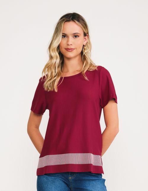 Blusa Bicolor Barra - Malbec