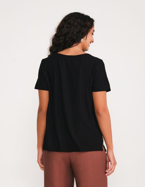 Blusa Bicolor Barra - Preto