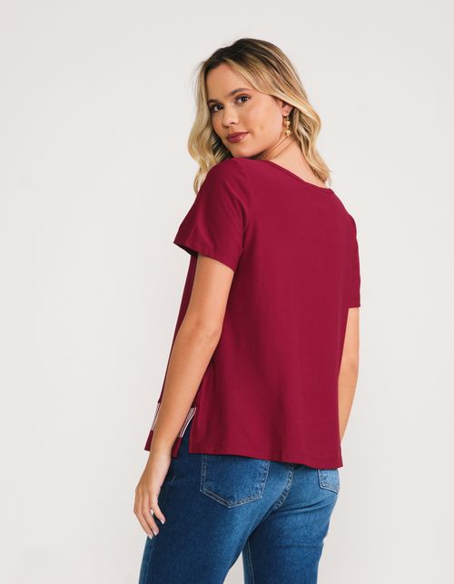Blusa Bicolor Barra - Malbec