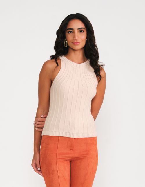 Blusa Tricot Cava Americana - Areia