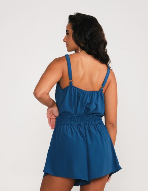 Short Amplo Amarração - Azul Acinzentado