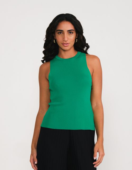 Blusa Tricot Sem Manga - Verde
