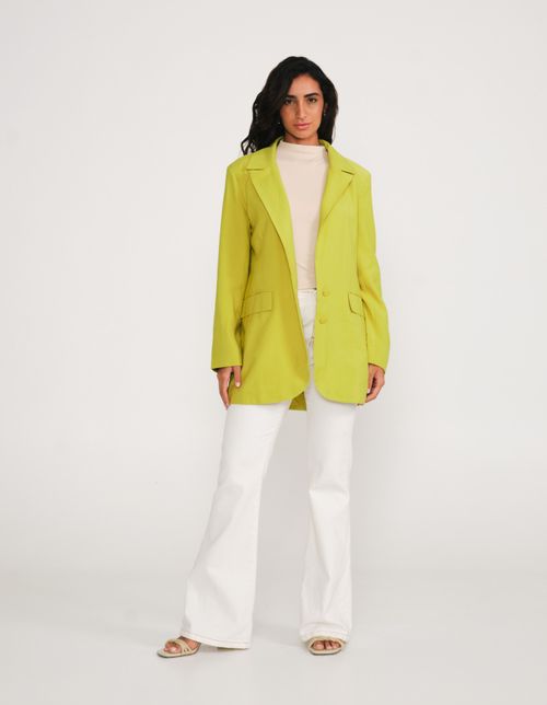 Blazer Maxi Com Bolsos - Verde Limao